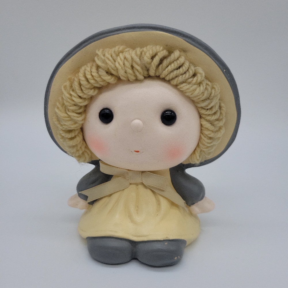 Vintage Figural Coin Bank Girl in hat.